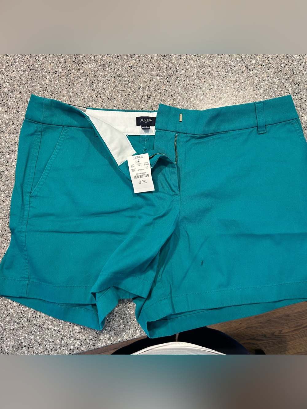J. Crew Women's Teal Chino Shorts, 5 inch and sea, size 14, new with tags,